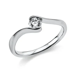 Solitär Ring Damenring aus 750 Gold Weißgold mit Diamant Brillant 0,25 Ct.