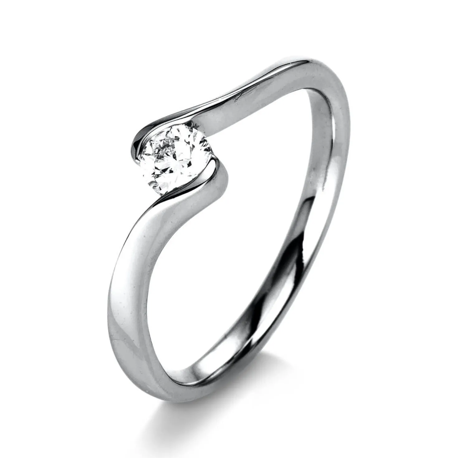 Solitär Ring Damenring aus 585 Gold Weißgold mit Diamant Brillant 0,25 Ct.