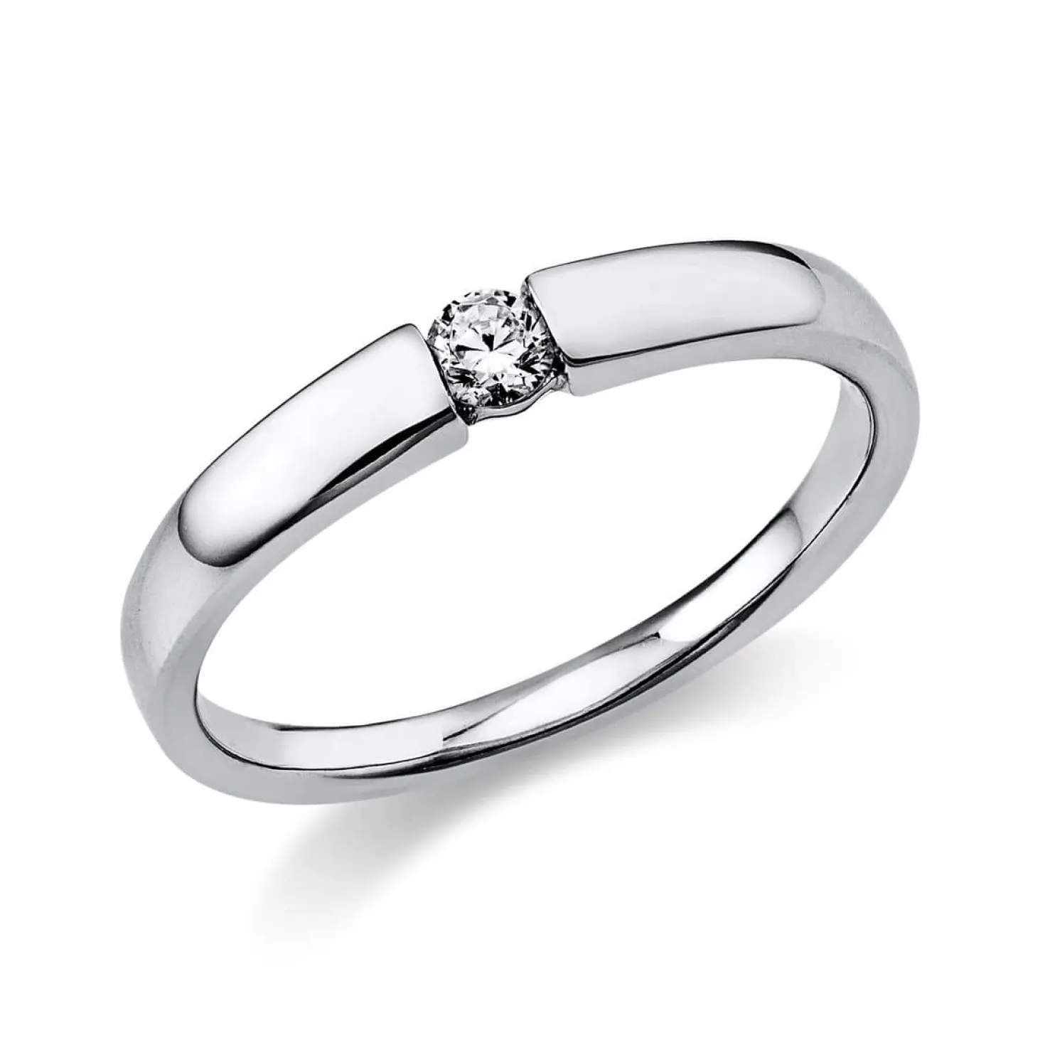 Solitär Ring Damenring aus 750 Gold Weißgold mit Diamant Brillant 0,10 Ct.