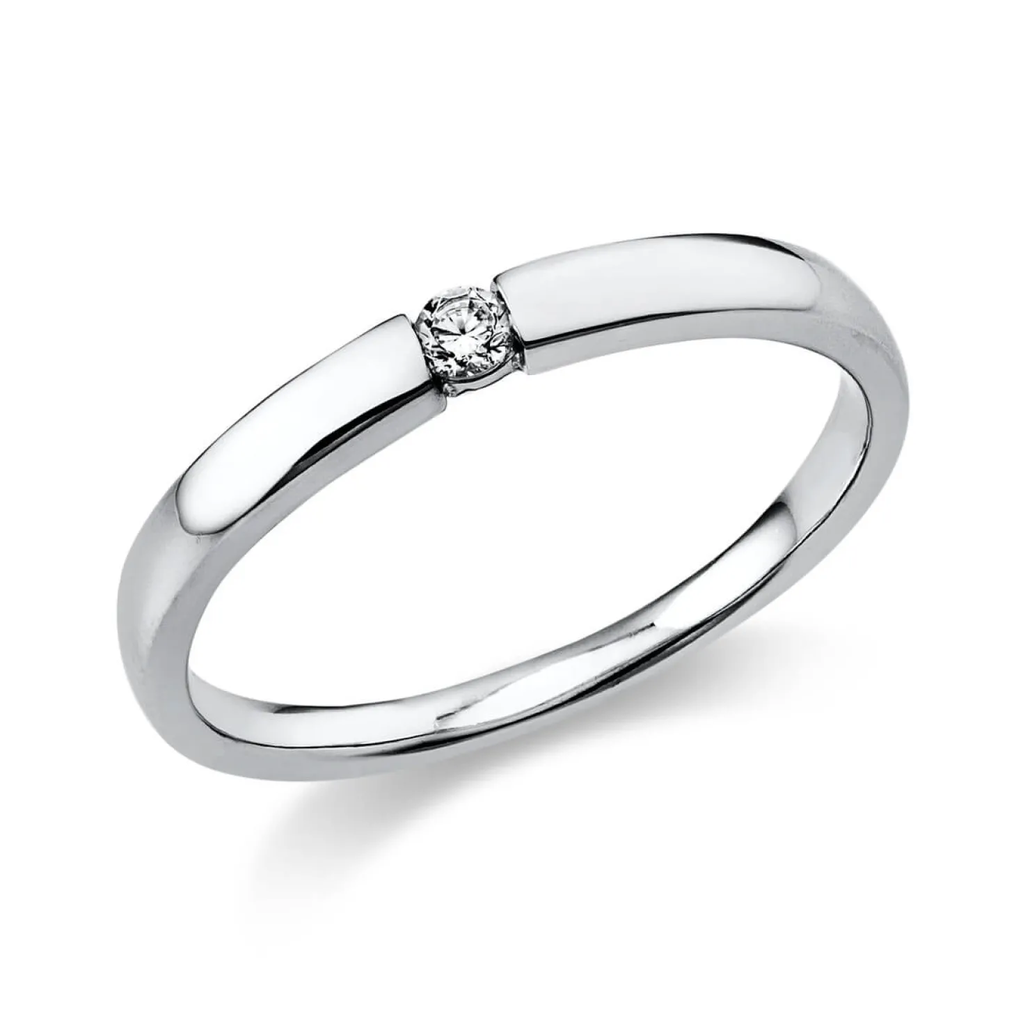 Solitär Ring Damenring aus 585 Gold Weißgold mit Diamant Brillant 0,06 Ct.