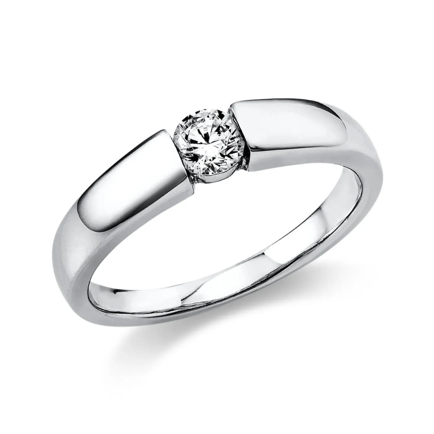 Solitär Ring Damenring aus 750 Gold Weißgold mit Diamant Brillant 0,25 Ct.