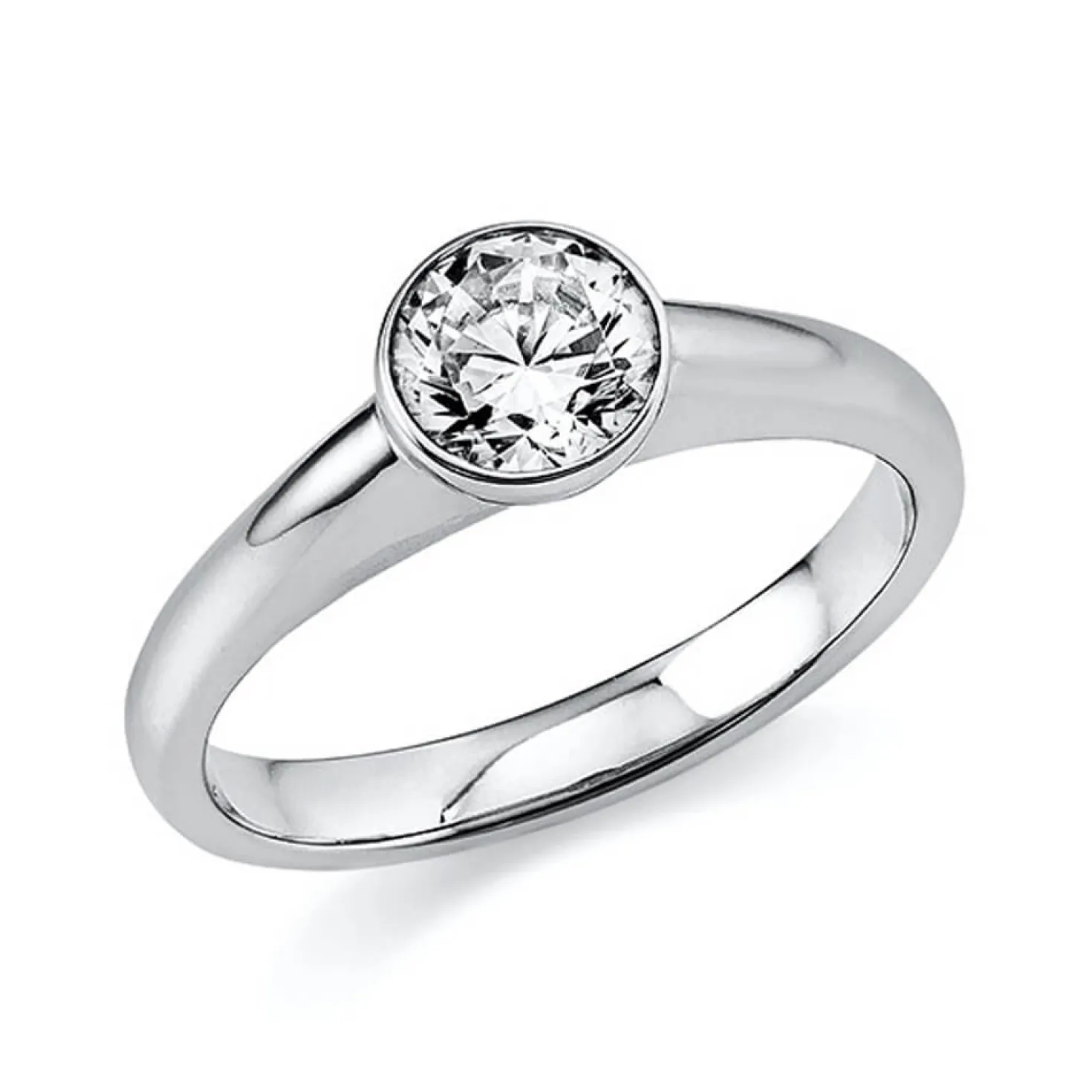 Solitär Ring Damenring aus 750 Gold Weißgold mit Diamant Brillant 0,70 Ct. Zarge