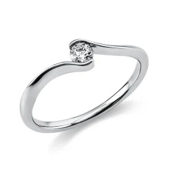 Solitär Ring Damenring aus 750 Gold Weißgold mit Diamant Brillant 0,15 Ct.