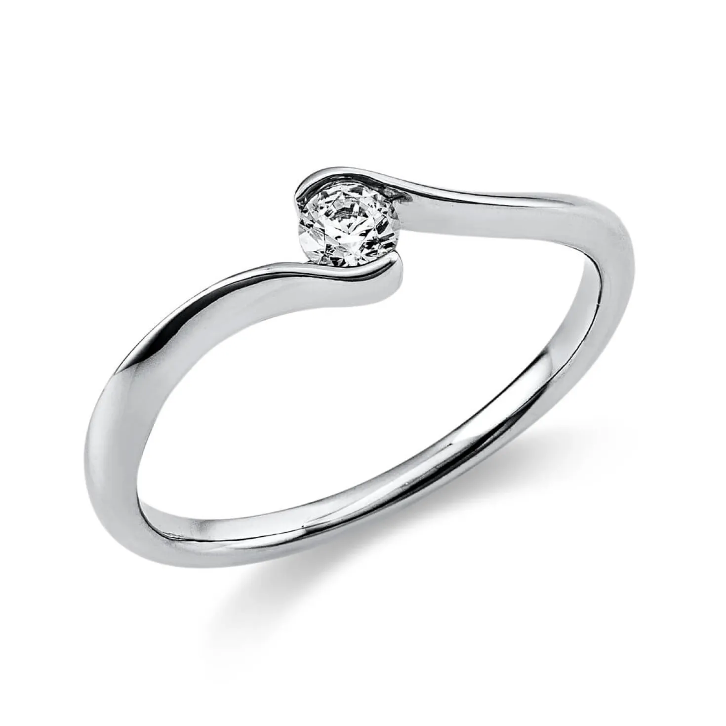 Solitär Ring Damenring aus 750 Gold Weißgold mit Diamant Brillant 0,15 Ct.
