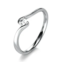 Solitär Ring Damenring aus 750 Gold Weißgold mit Diamant Brillant 0,15 Ct.