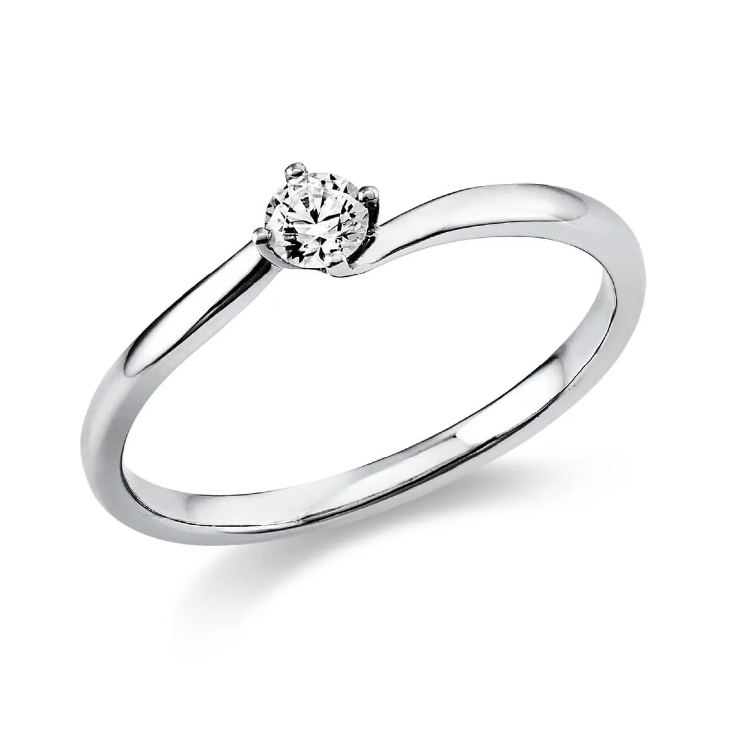 Solitär Ring Damenring aus 950 Platin mit Diamant Brillant 0,15 Ct.