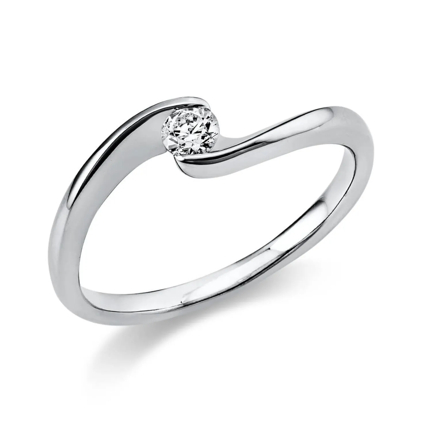 Solitär Ring Damenring aus 950 Platin mit Diamant Brillant 0,15 Ct.