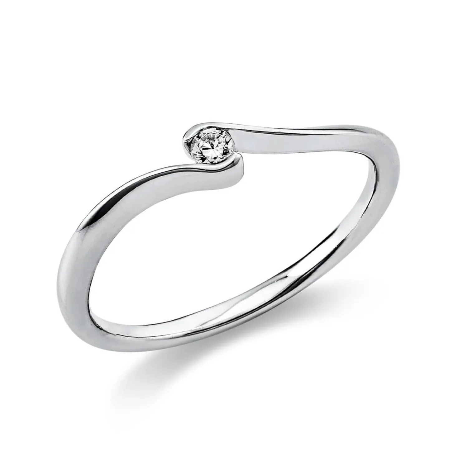 Solitär Ring Damenring aus 950 Platin mit Diamant Brillant 0,05 Ct.
