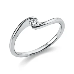 Solitär Ring Damenring aus 950 Platin mit Diamant Brillant 0,10 Ct.
