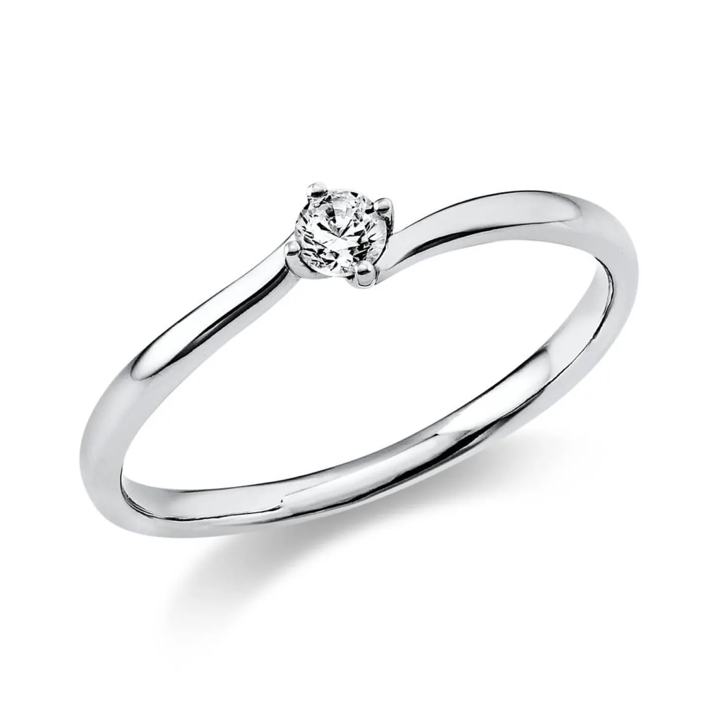 Solitär Ring Damenring aus 950 Platin mit Diamant Brillant 0,10 Ct. 4er-Krappe