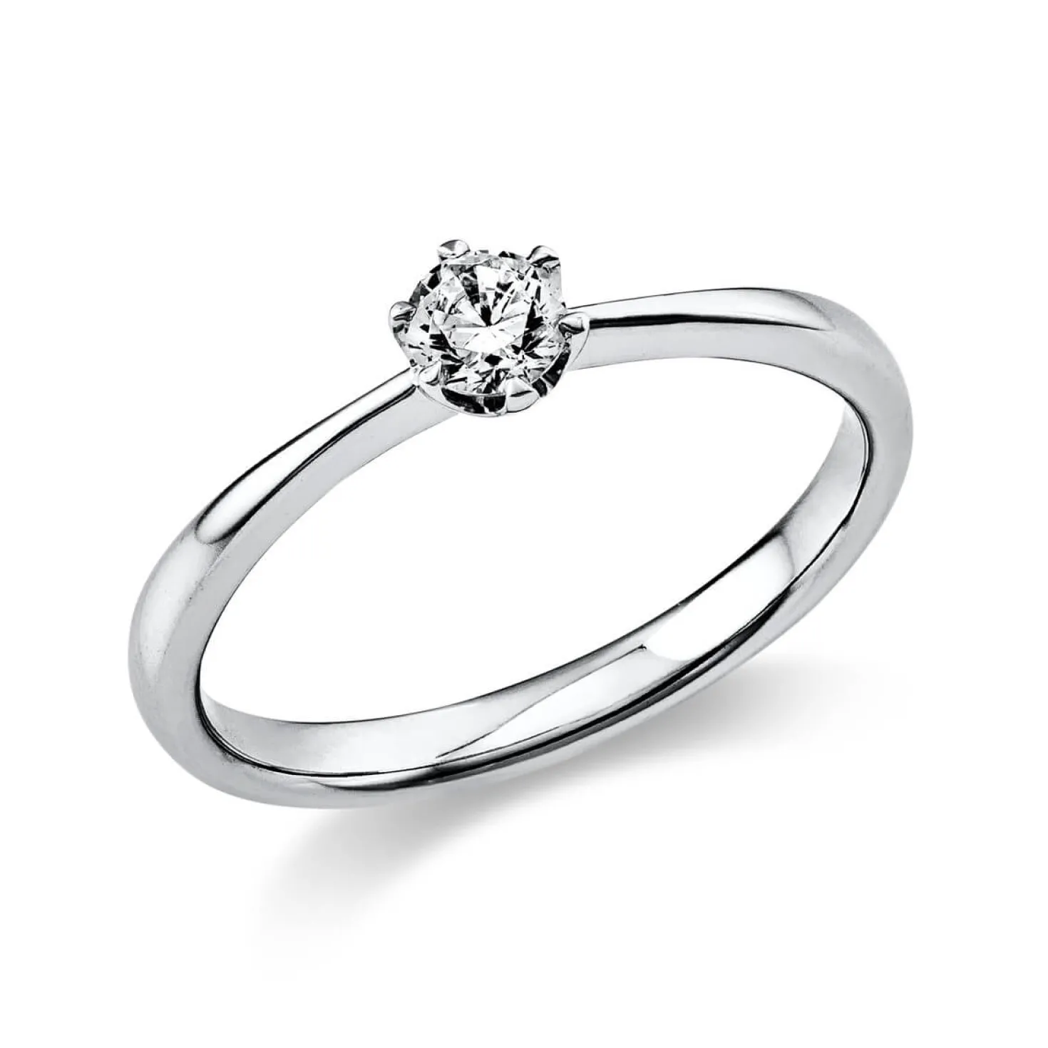 Solitär Ring Damenring aus 950 Platin mit Diamant Brillant 0,20 Ct. 6er-Krappe