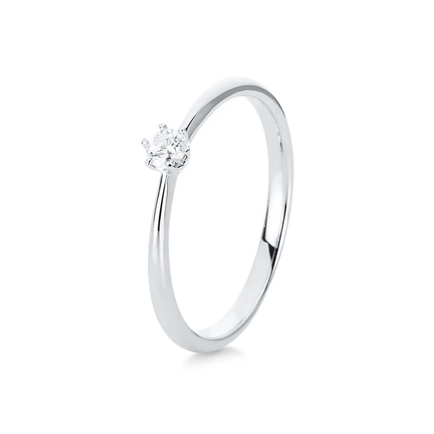 Solitär Ring Damenring aus 950 Platin mit Diamant Brillant 0,25 Ct 6er-Krappe