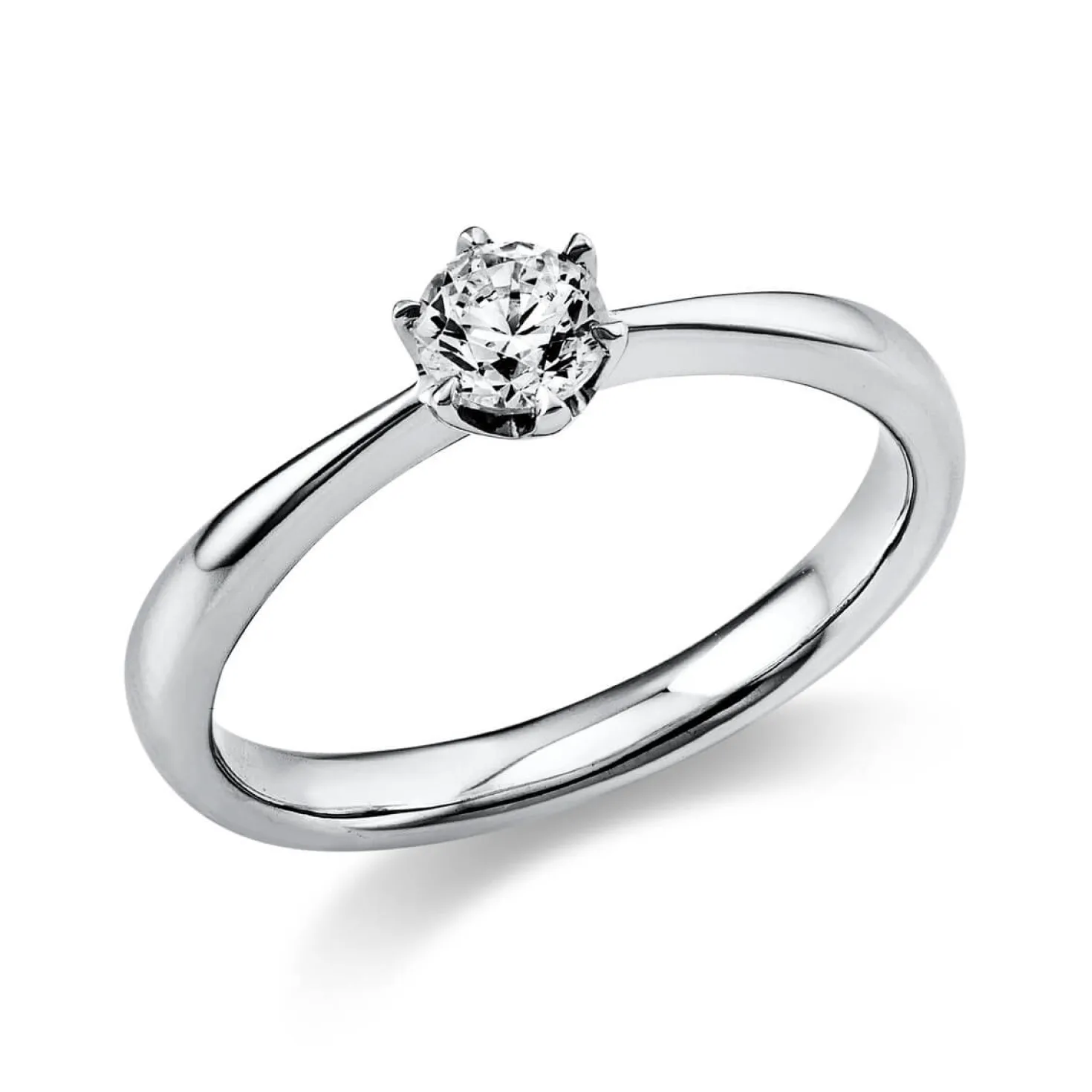 Solitär Ring Damenring aus 950 Platin mit Diamant Brillant 0,30 Ct. 6er-Krappe