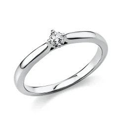 Solitär Ring Damenring aus 950 Platin mit Diamant Brillant 0,10 Ct. 4er-Krappe