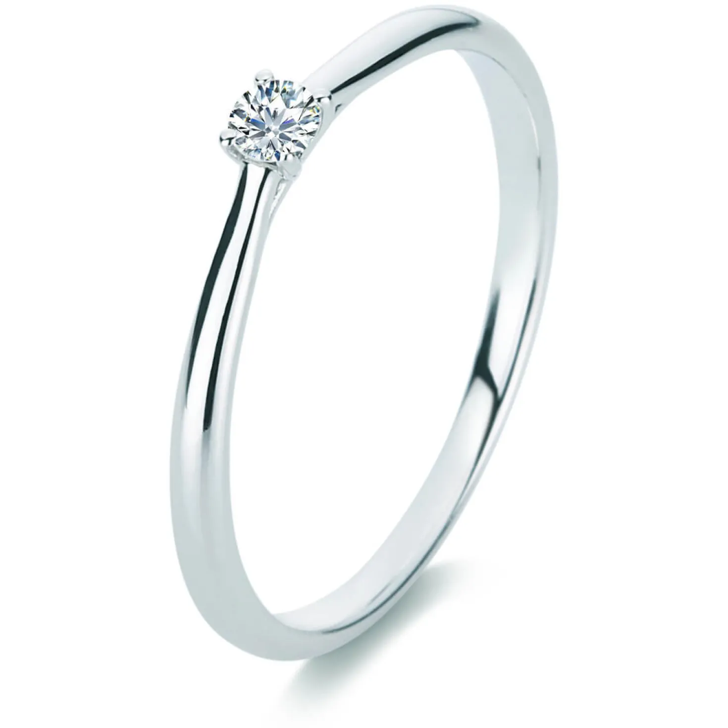 Solitär Ring Damenring aus 950 Platin mit Diamant Brillant 0,10 Ct. 4er-Krappe