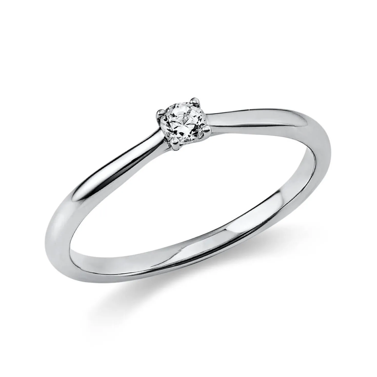 Solitär Ring Damenring aus 950 Platin mit Diamant Brillant 0,10 Ct. 4er-Krappe
