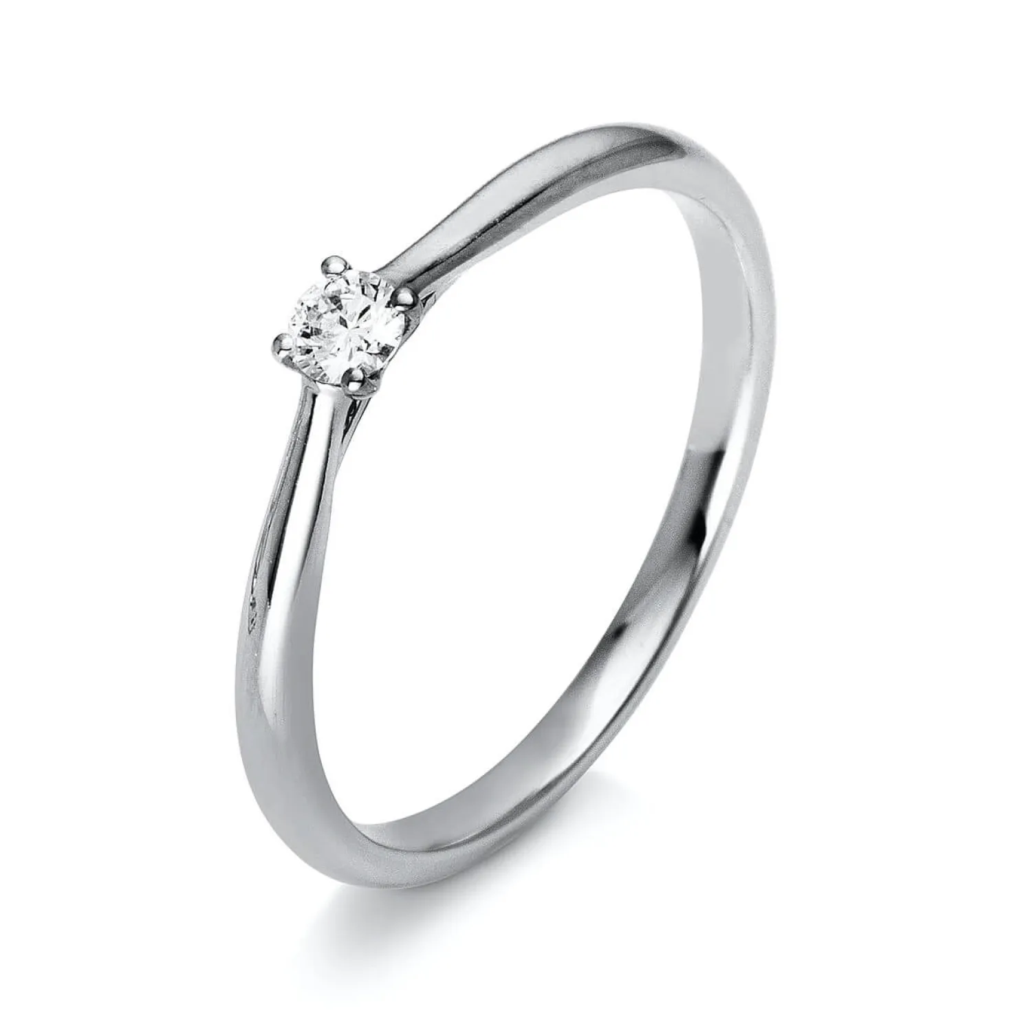 Solitär Ring Damenring aus 950 Platin mit Diamant Brillant 0,10 Ct. 4er-Krappe