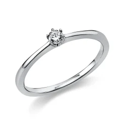 Solitär Ring Damenring aus 950 Platin mit Diamant Brillant 0,10 Ct. 6er-Krappe