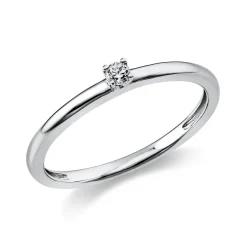 Solitär Ring Damenring aus 950 Platin mit Diamant Brillant 0,05 Ct 4er-Krappe