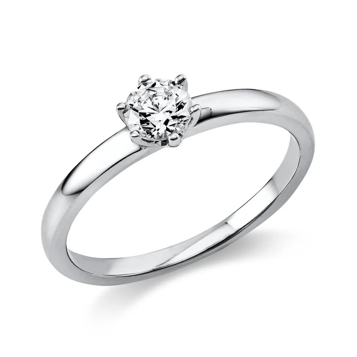 Solitär Ring Damenring aus 950 Platin mit Diamant Brillant 0,30 Ct. 6er-Krappe