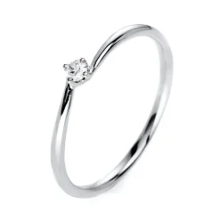 Solitär Ring Damenring aus 950 Platin mit Diamant Brillant 0,05 Ct 4er-Krappe