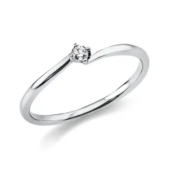 Solitär Ring Damenring aus 950 Platin mit Diamant Brillant 0,05 Ct 4er-Krappe