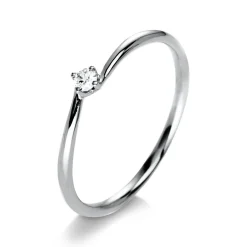 Solitär Ring Damenring aus 950 Platin mit Diamant Brillant 0,05 Ct 4er-Krappe