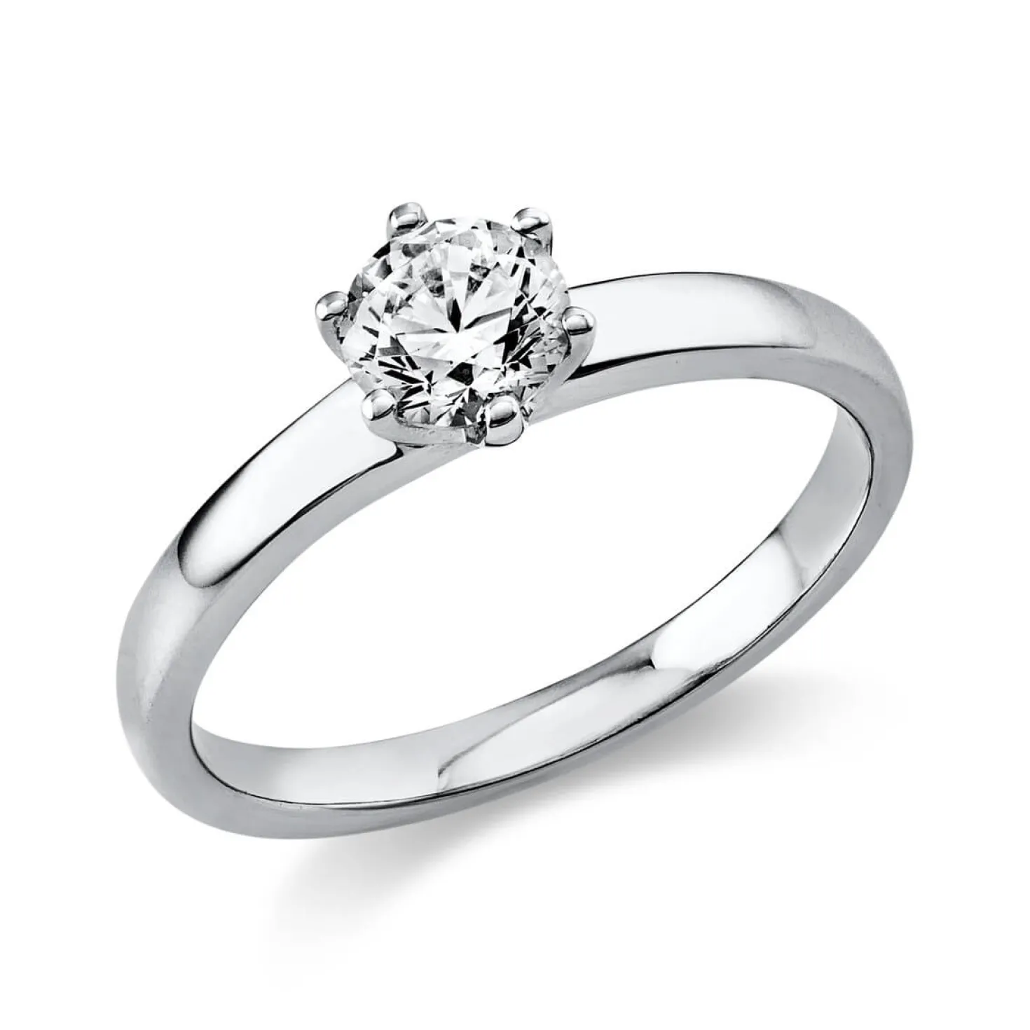 Solitär Ring Damenring aus 950 Platin mit Diamant Brillant 0,50 Ct. 6er-Krappe