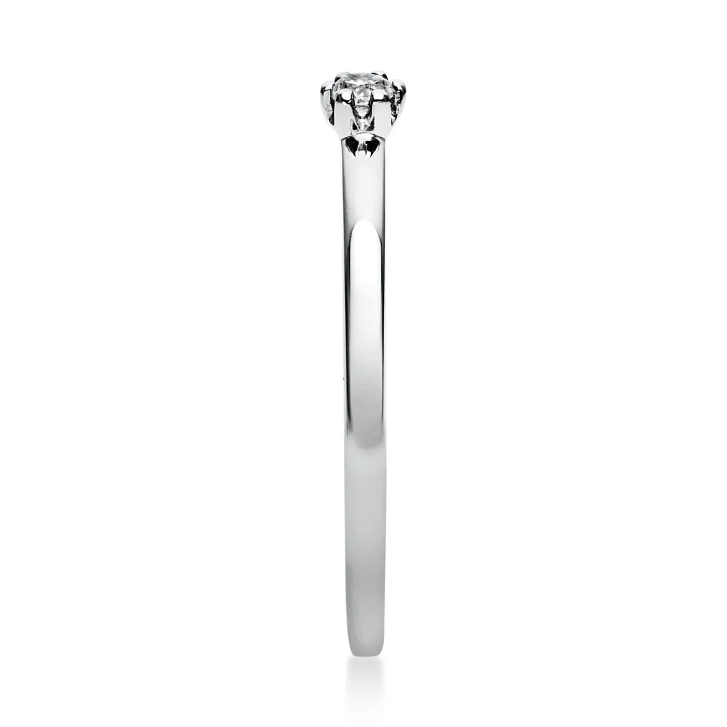 Solitär Ring Damenring aus 950 Platin mit Diamant Brillant 0,05 Ct 6er-Krappe
