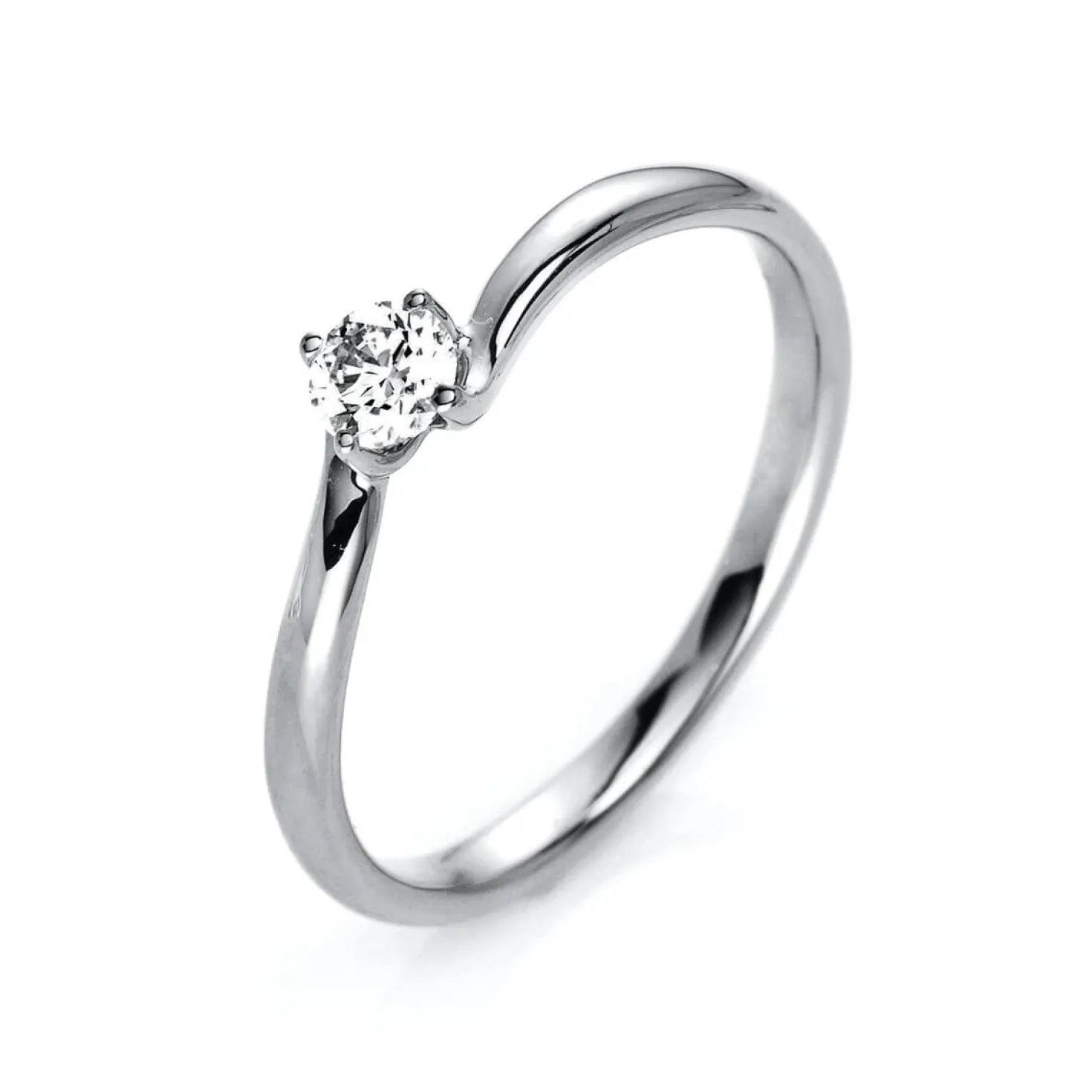 Solitär Ring Damenring aus 950 Platin mit Diamant Brillant 0,20 Ct. 4er-Krappe
