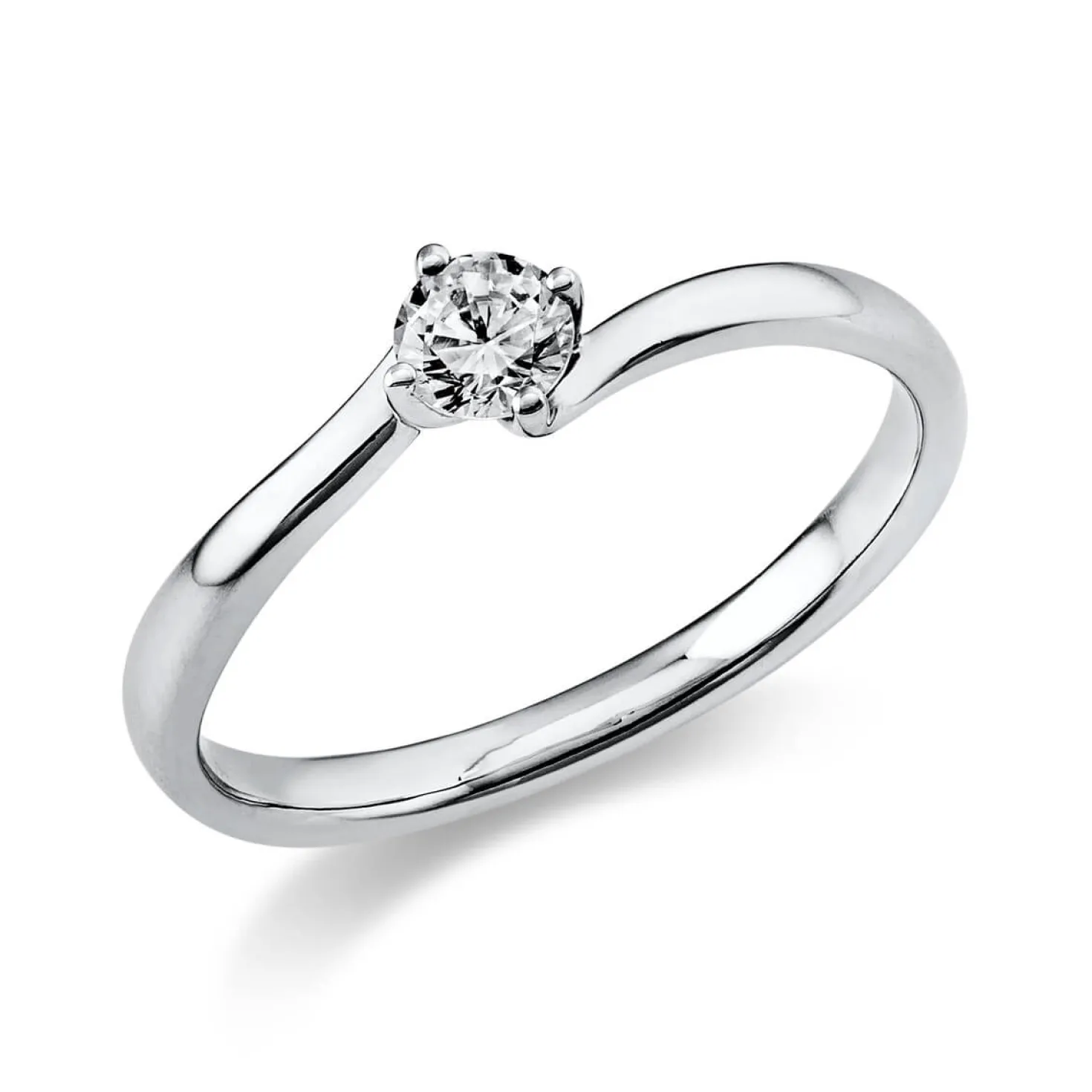 Solitär Ring Damenring aus 950 Platin mit Diamant Brillant 0,20 Ct. 4er-Krappe