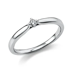 Solitär Ring Damenring aus 950 Platin mit Diamant Brillant 0,05 Ct 4er-Krappe