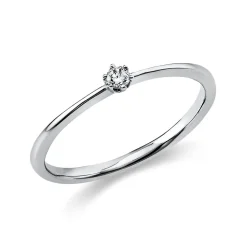 Solitär Ring Damenring aus 950 Platin mit Diamant Brillant 0,05 Ct 6er-Krappe