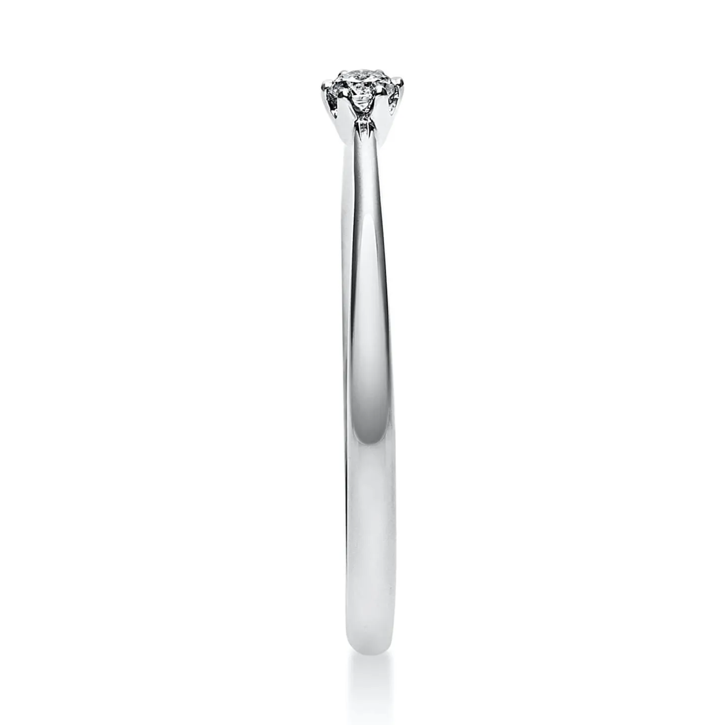 Solitär Ring Damenring aus 950 Platin mit Diamant Brillant 0,05 Ct 6er-Krappe