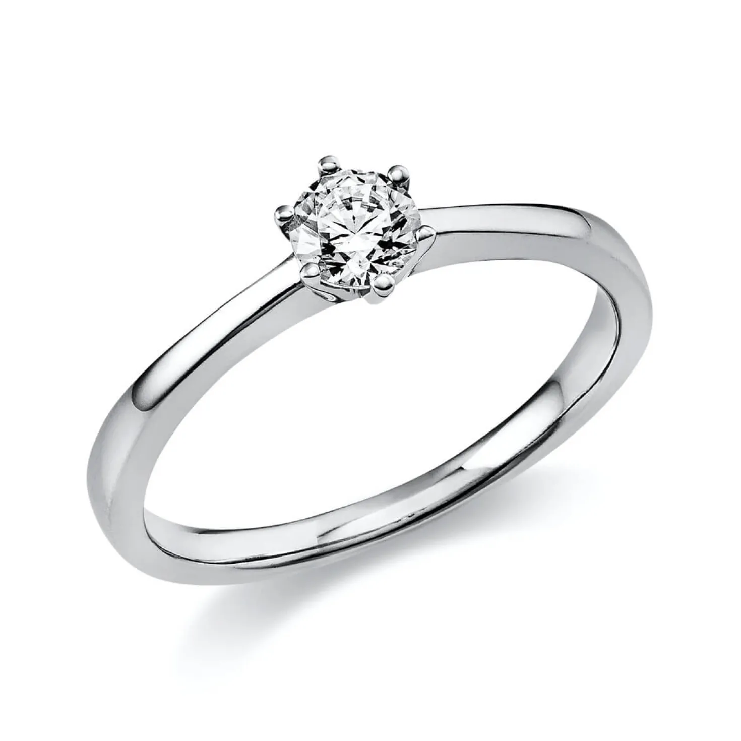Solitär Ring Damenring aus 950 Platin mit Diamant Brillant 0,30 Ct. 6er-Krappe