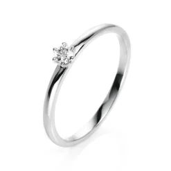 Solitär Ring Damenring aus 950 Platin mit Diamant Brillant 0,10 Ct. 6er-Krappe