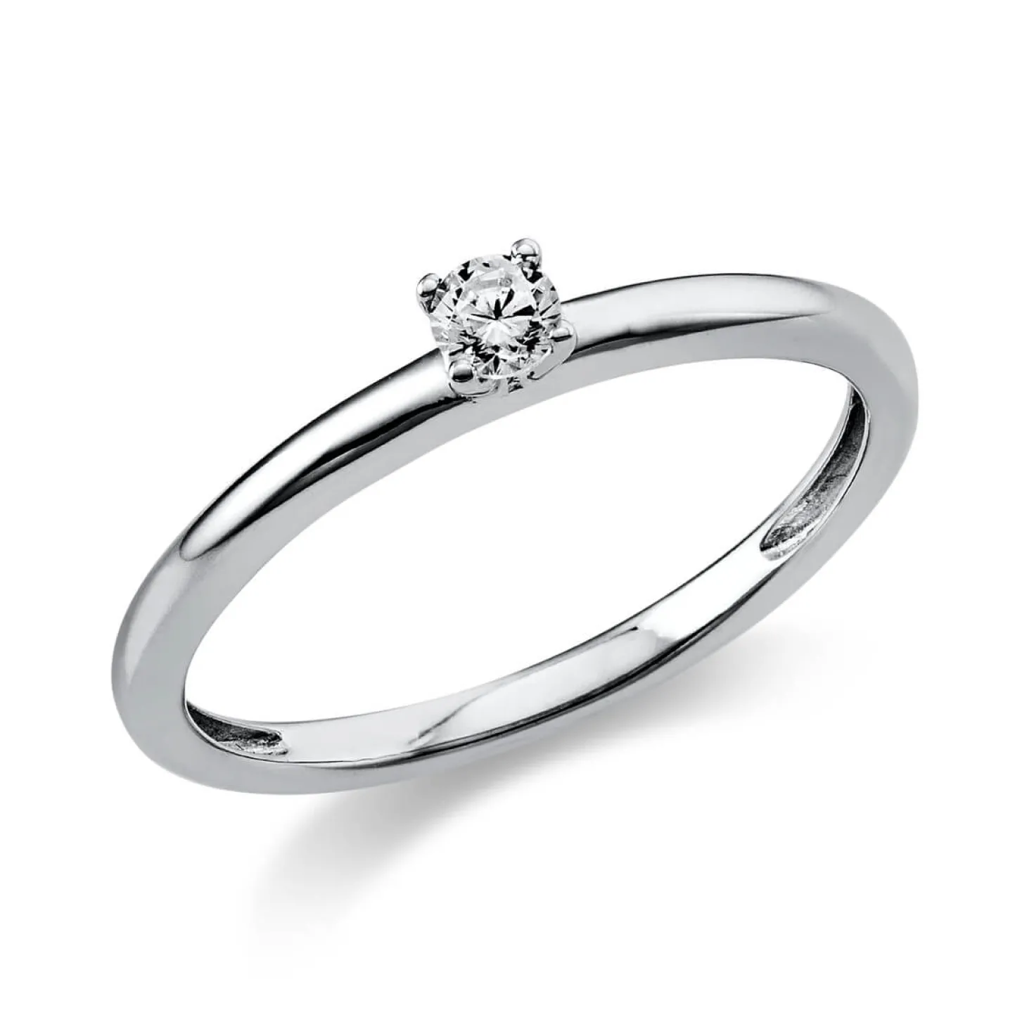 Solitär Ring Damenring aus 950 Platin mit Diamant Brillant 0,10 Ct. 4er-Krappe