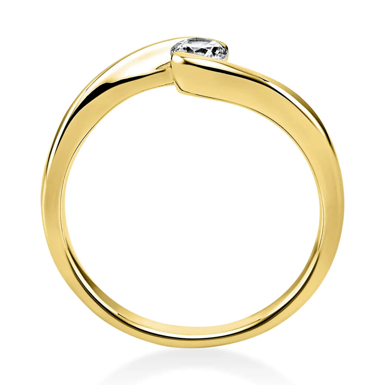 Solitär Ring Damenring 750 Gold Gelbgold Diamant Brillant 0,20 Ct. B: 2,2mm