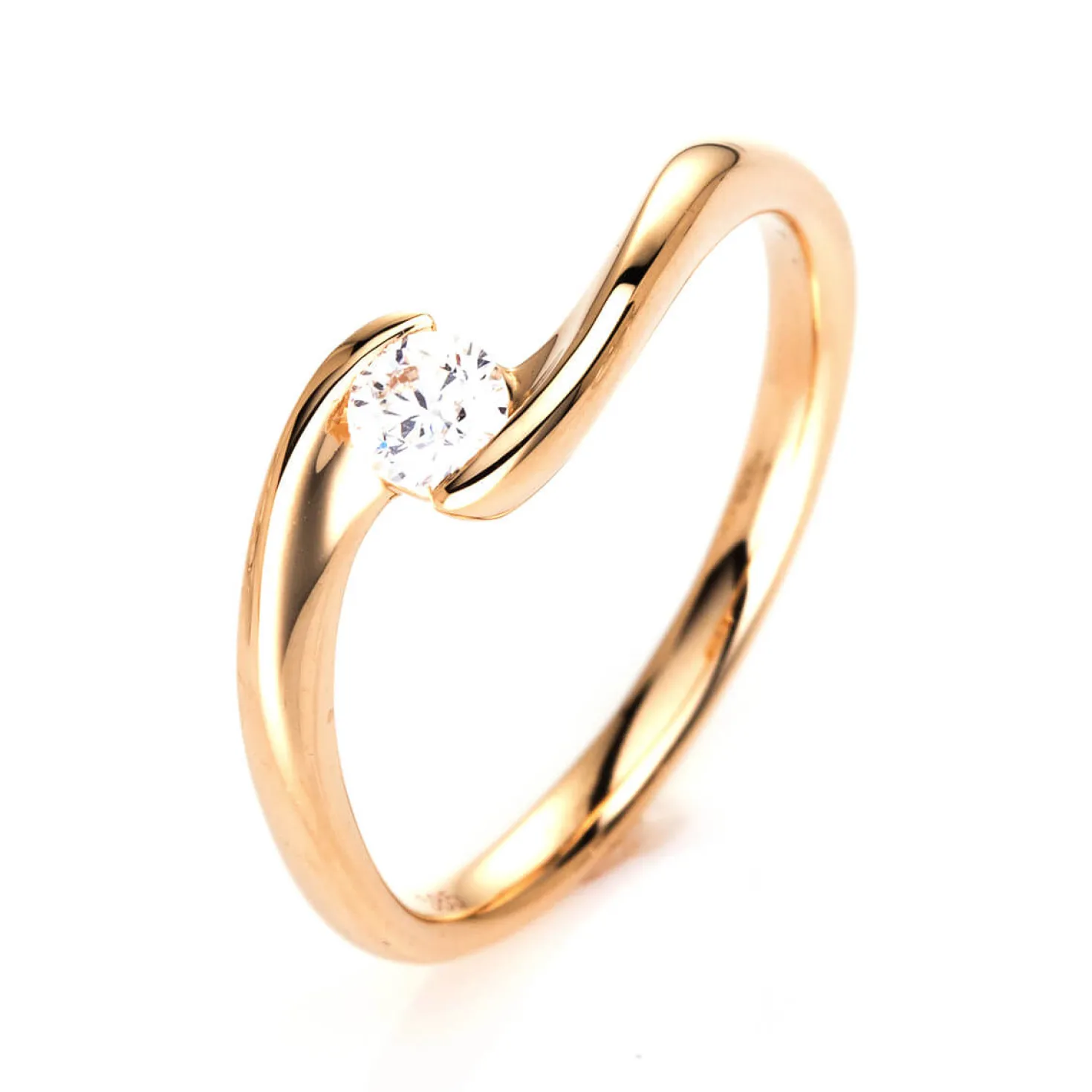 Solitär Ring Damenring 750 Gold Gelbgold Diamant Brillant 0,20 Ct. B: 2,2mm