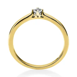 Solitär Ring Damenring 750 Gold Gelbgold Diamant Brillant 0,10 Ct. 4er-Krappe