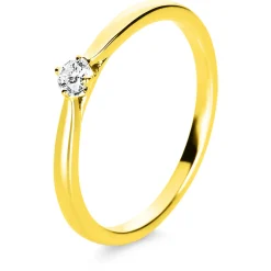 Solitär Ring Damenring 750 Gold Gelbgold Diamant Brillant 0,10 Ct. 4er-Krappe