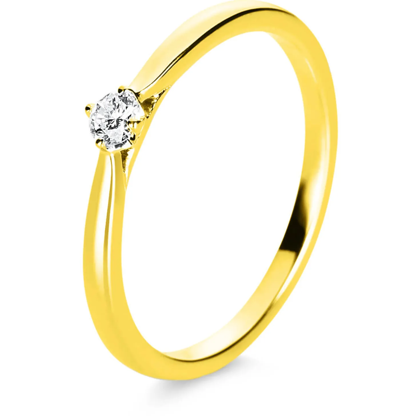 Solitär Ring Damenring 585 Gold Gelbgold Diamant Brillant 0,10 Ct. 4er-Krappe