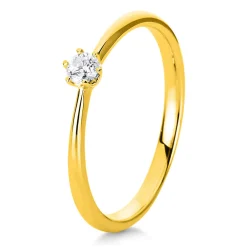 Solitär Ring Damenring 750 Gold Gelbgold Diamant Brillant 0,10 Ct. 6er-Krappe
