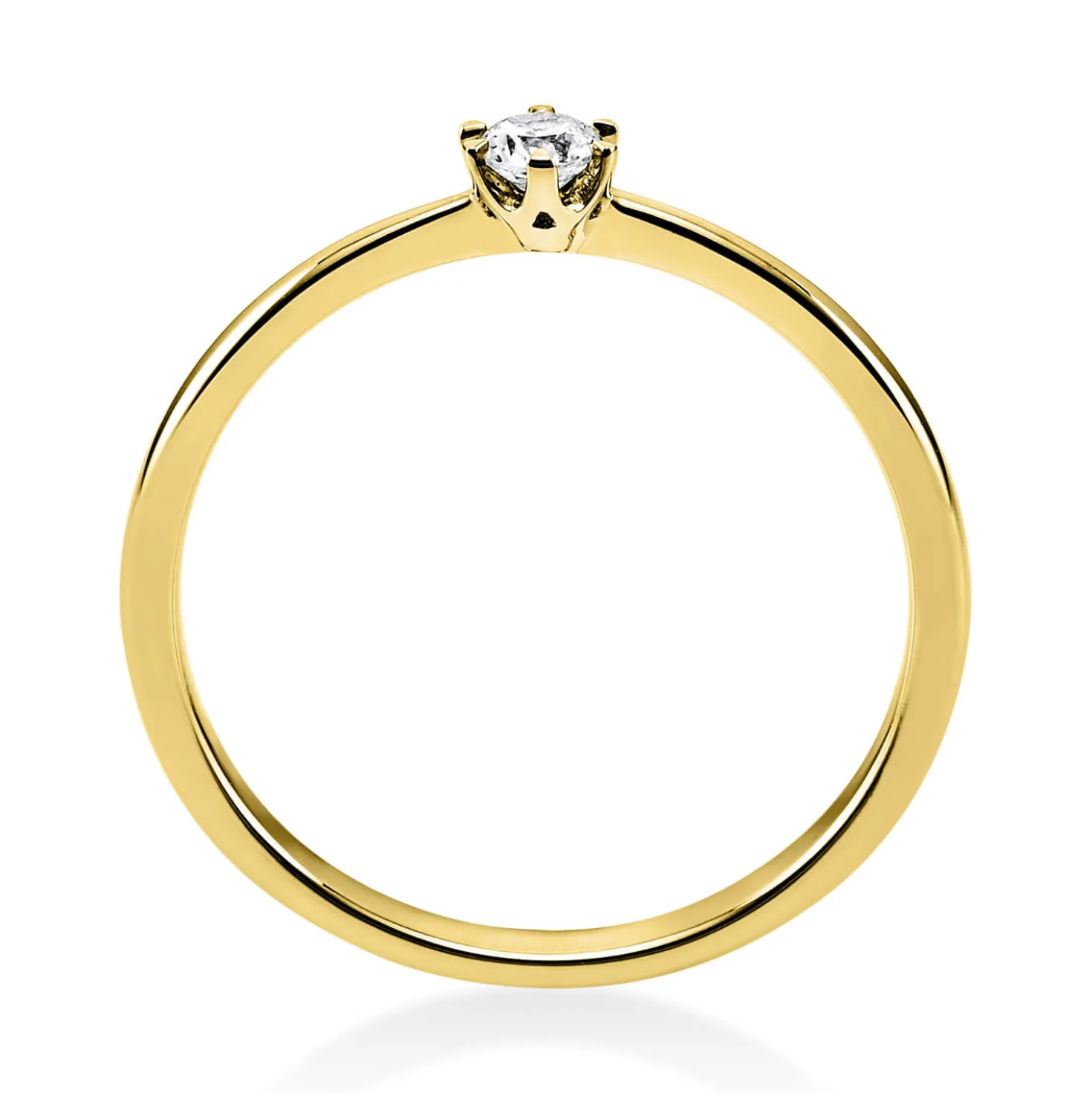 Solitär Ring Damenring 585 Gold Gelbgold Diamant Brillant 0,10 Ct. 6er-Krappe