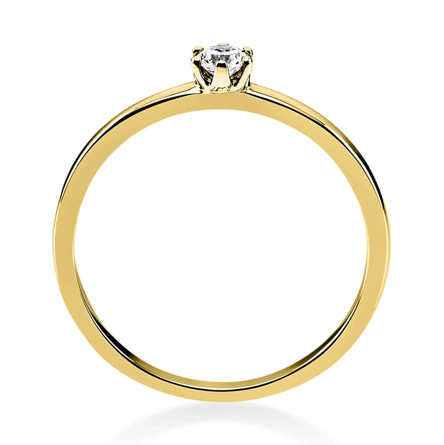 Solitär Ring Damenring 585 Gold Gelbgold Diamant Brillant 0,10 Ct. 6er-Krappe