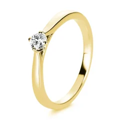 Solitär Ring Damenring 750 Gold Gelbgold Diamant Brillant 0,20 Ct. 4er-Krappe