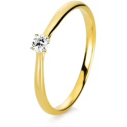 Solitär Ring Damenring 585 Gold Gelbgold Diamant Brillant 0,10 Ct. 4er-Krappe
