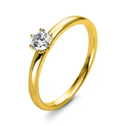 Solitär Ring Damenring 750 Gold Gelbgold Diamant Brillant 0,40 Ct. 6er-Krappe