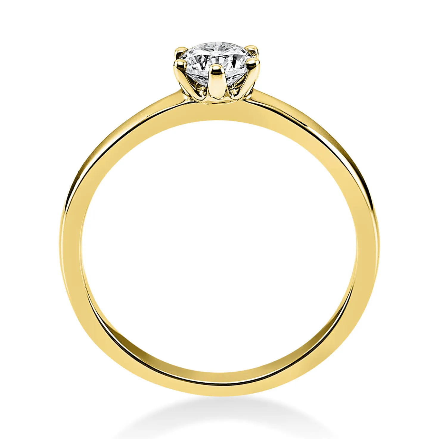 Solitär Ring Damenring 750 Gold Gelbgold Diamant Brillant 0,40 Ct. 6er-Krappe