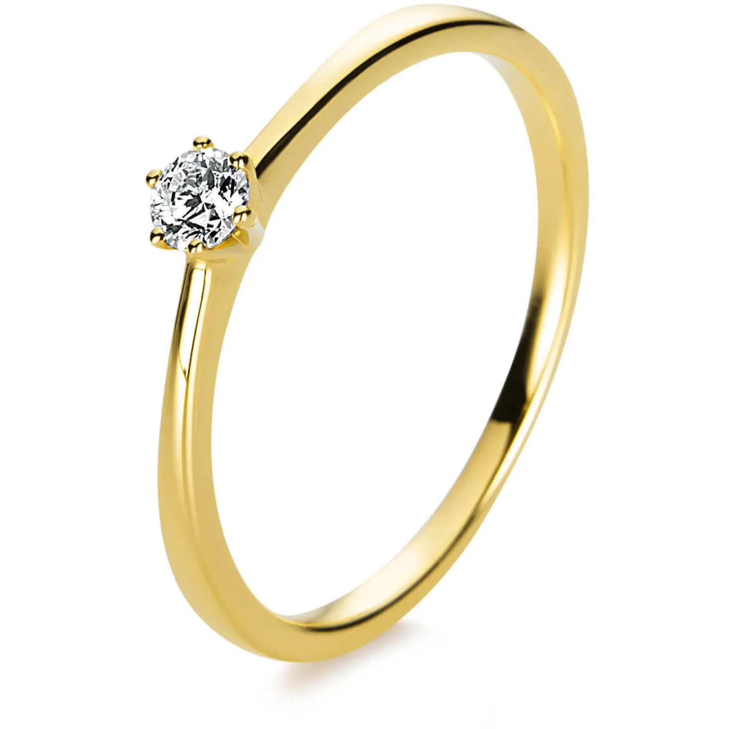 Solitär Ring Damenring 585 Gold Gelbgold Diamant Brillant 0,10 Ct. 6er-Krappe